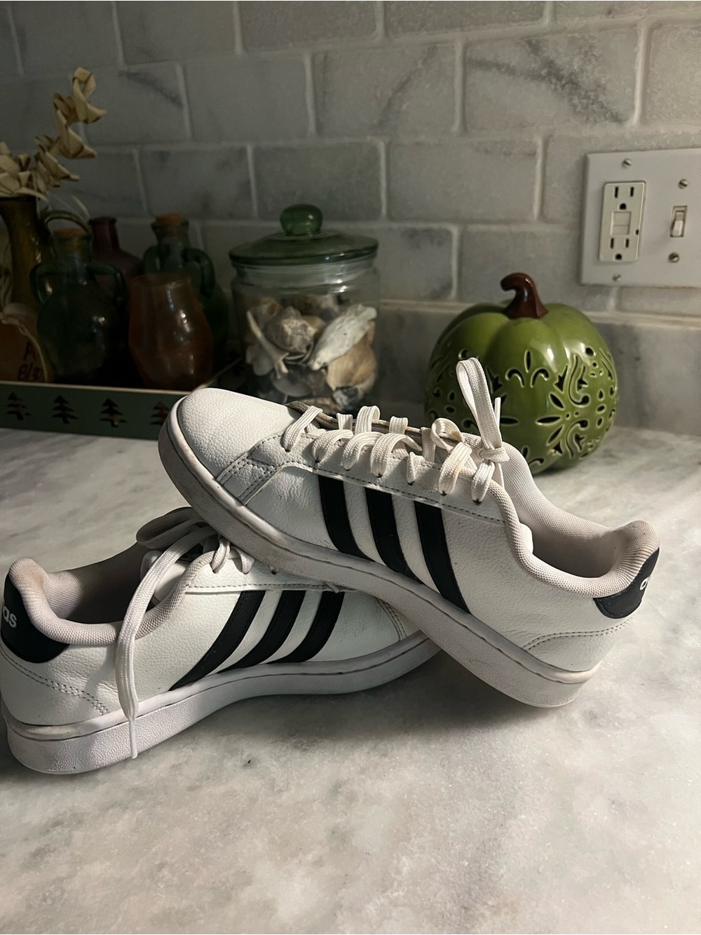 adidas White and Black Women's Low-Top Sneakers